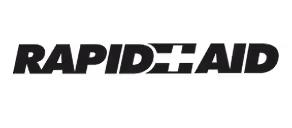 Rapid Aid logo with stylized bold font and a horizontal bar crossing the 'I' and 'D'.